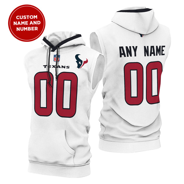 Men's Houston Texans Customized White Limited Edition Sleeveless Hoodie Men's Houston Texans Customized White Limited Edition Sleeveless Hoodie